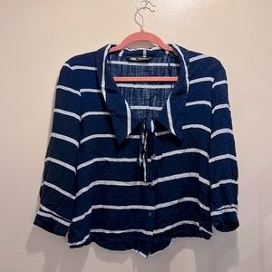 SOLD. Zara blue striped shirt, tie at front size XS